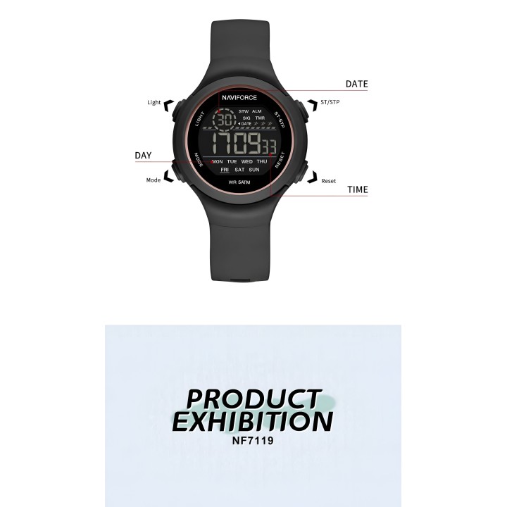 Reloj Naviforce Sport Nf7119 Digital Mujer Goma + Estuche