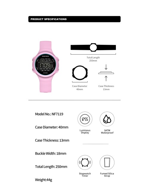 Reloj Naviforce Sport Nf7119 Digital Mujer Goma + Estuche