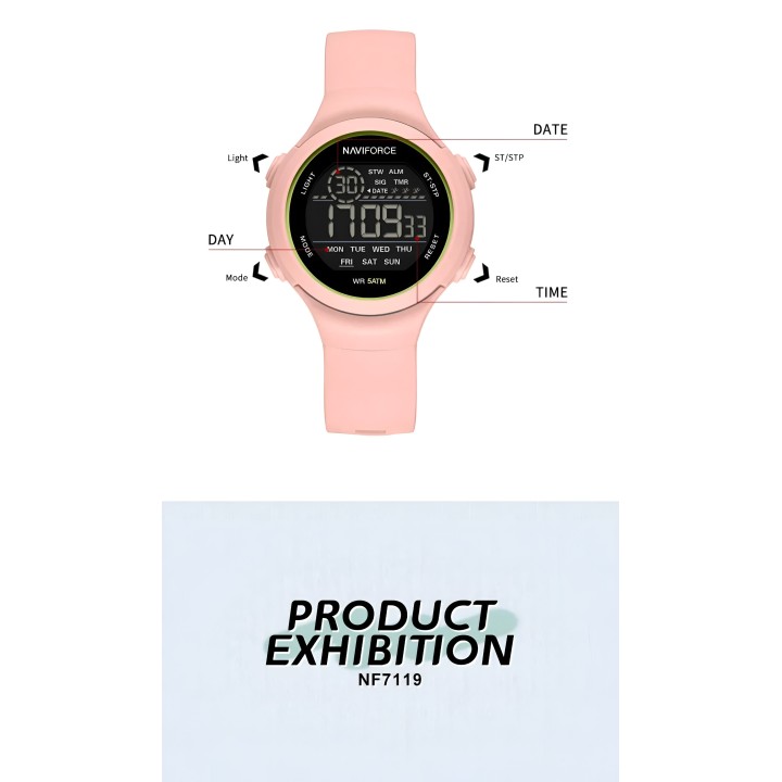 Reloj Naviforce Sport Nf7119 Digital Mujer Goma + Estuche