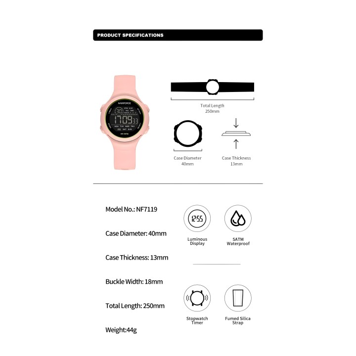 Reloj Naviforce Sport Nf7119 Digital Mujer Goma + Estuche