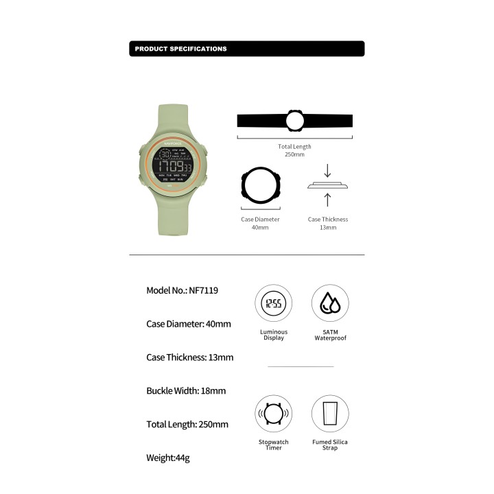 Reloj Naviforce Sport Nf7119 Digital Mujer Goma + Estuche