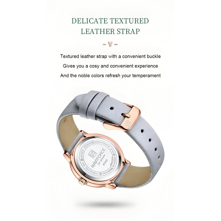 Reloj Naviforce Casual Nf5036 Mujer Cuero + Estuche