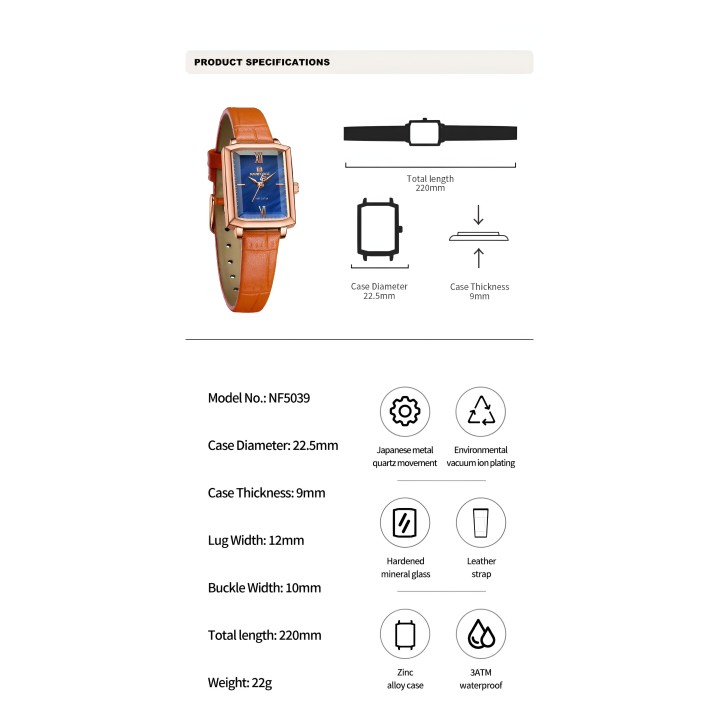 Reloj Naviforce Casual Nf5039 Mujer Cuero + Estuche