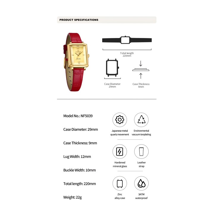 Reloj Naviforce Casual Nf5039 Mujer Cuero + Estuche