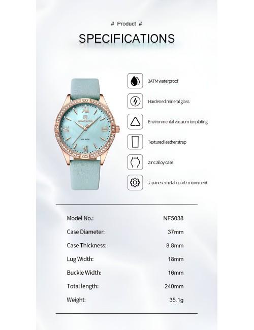 Reloj Naviforce Sport Nf5038 Mujer Cuero + Estuche