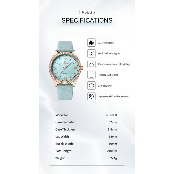 Reloj Naviforce Sport Nf5038 Mujer Cuero + Estuche
