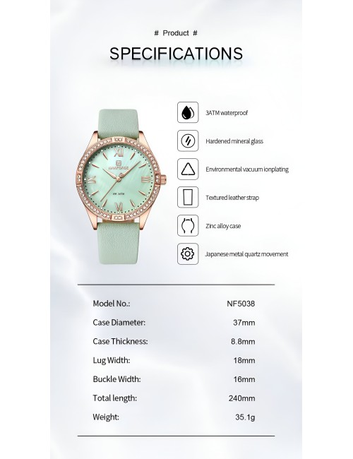 Reloj Naviforce Sport Nf5038 Mujer Cuero + Estuche