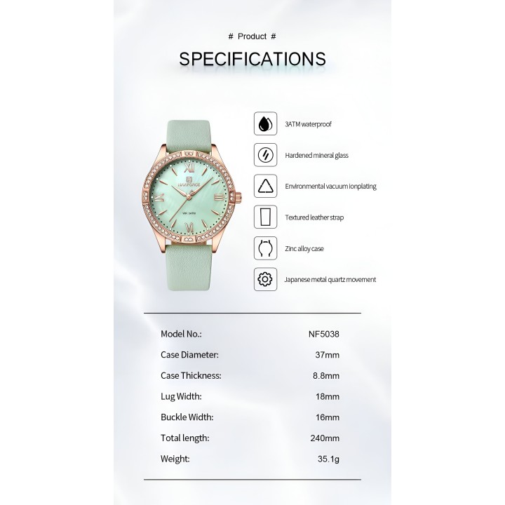 Reloj Naviforce Sport Nf5038 Mujer Cuero + Estuche