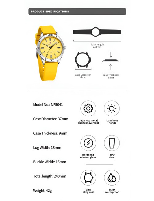 Reloj Naviforce Sport Nf5041 Mujer Goma + Estuche