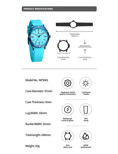 Reloj Naviforce Sport Nf5041 Mujer Goma + Estuche