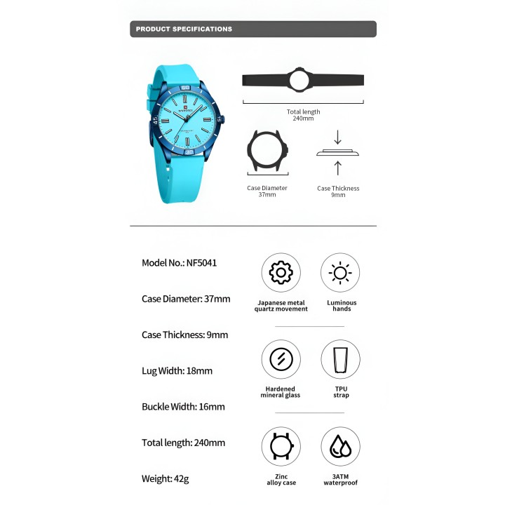 Reloj Naviforce Sport Nf5041 Mujer Goma + Estuche
