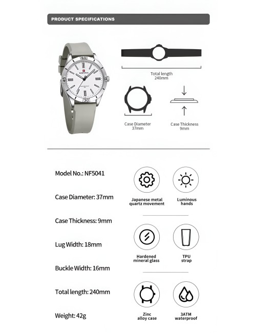 Reloj Naviforce Sport Nf5041 Mujer Goma + Estuche