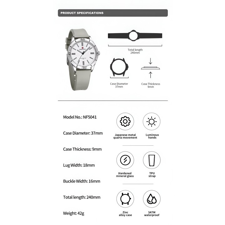 Reloj Naviforce Sport Nf5041 Mujer Goma + Estuche