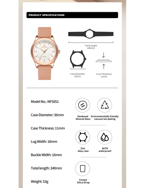 Reloj Naviforce Sport Nf5051 Mujer Goma + Estuche