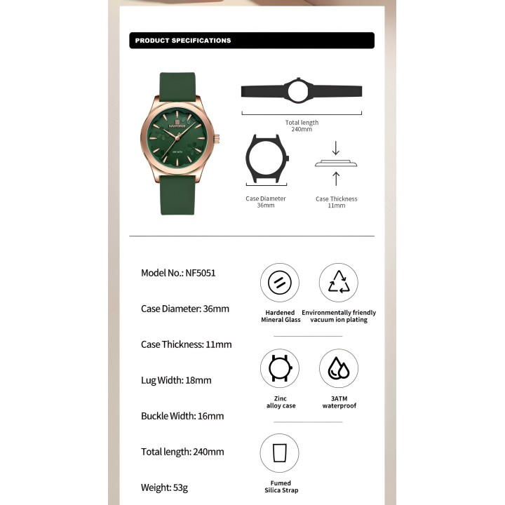 Reloj Naviforce Sport Nf5051 Mujer Goma + Estuche