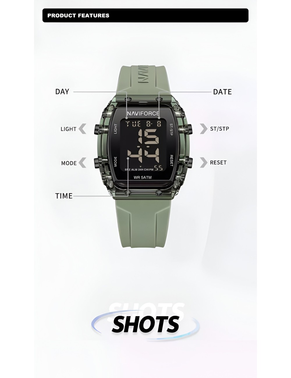 Reloj Naviforce Sport Nf7102 Mujer Digital Goma + Estuche