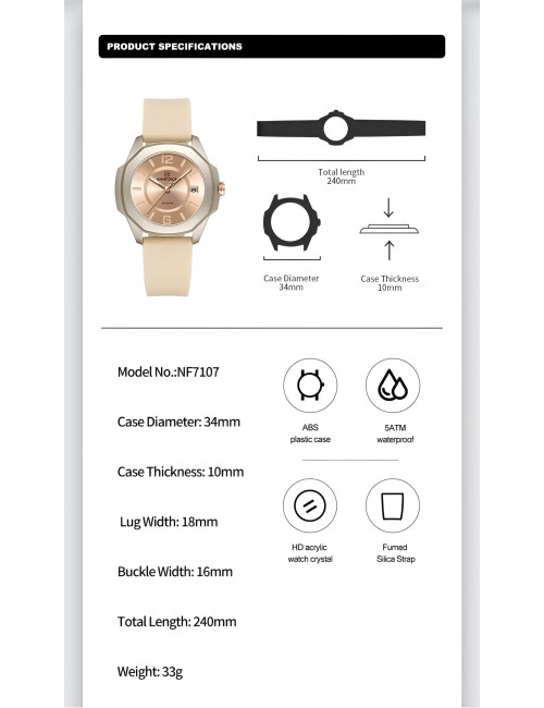 Reloj Naviforce Sport Nf7107 Mujer Goma + Estuche