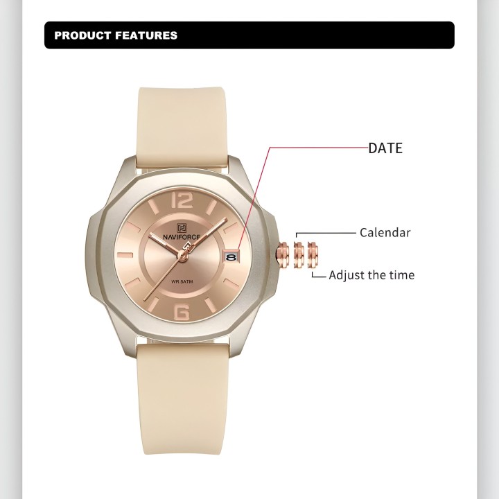 Reloj Naviforce Sport Nf7107 Mujer Goma + Estuche