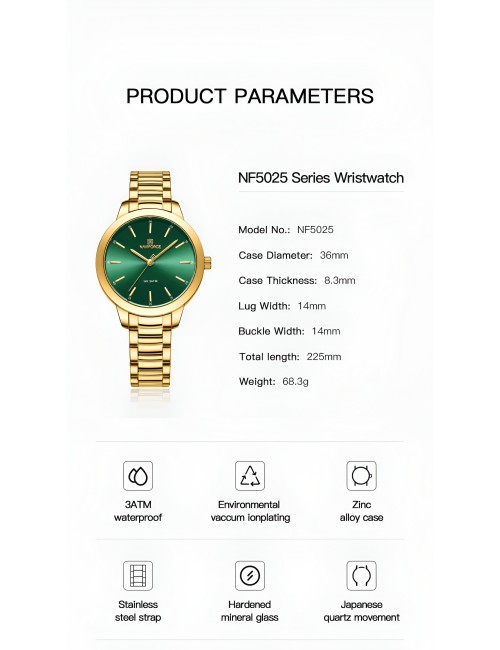 Reloj Naviforce Casual Nf5025 Mujer Acero + Estuche
