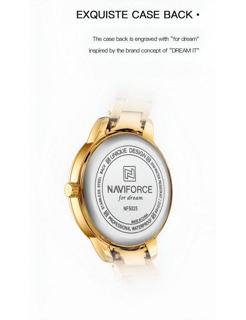 Reloj Naviforce Casual Nf5025 Mujer Acero + Estuche