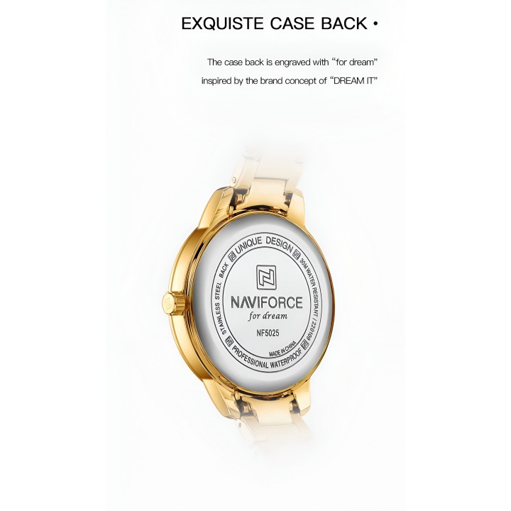 Reloj Naviforce Casual Nf5025 Mujer Acero + Estuche