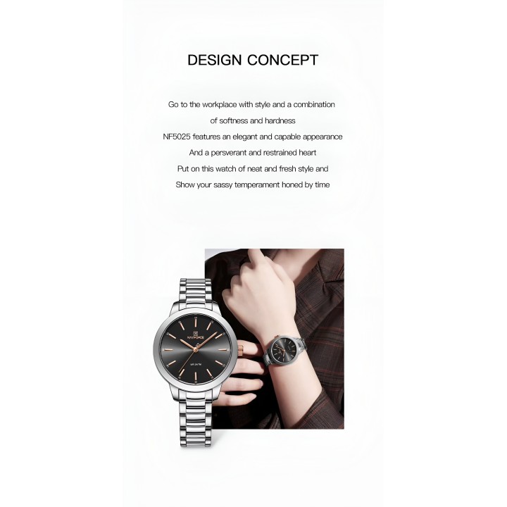 Reloj Naviforce Casual Nf5025 Mujer Acero + Estuche