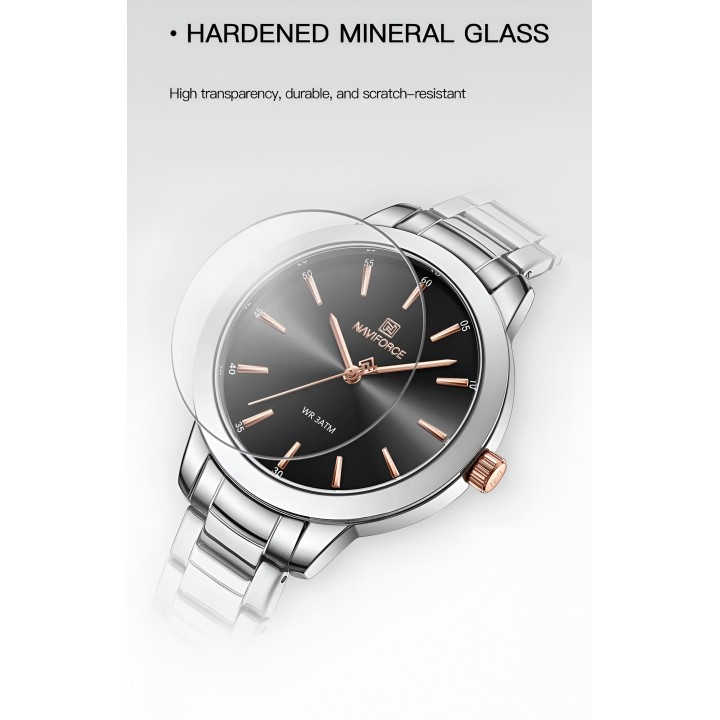 Reloj Naviforce Casual Nf5025 Mujer Acero + Estuche