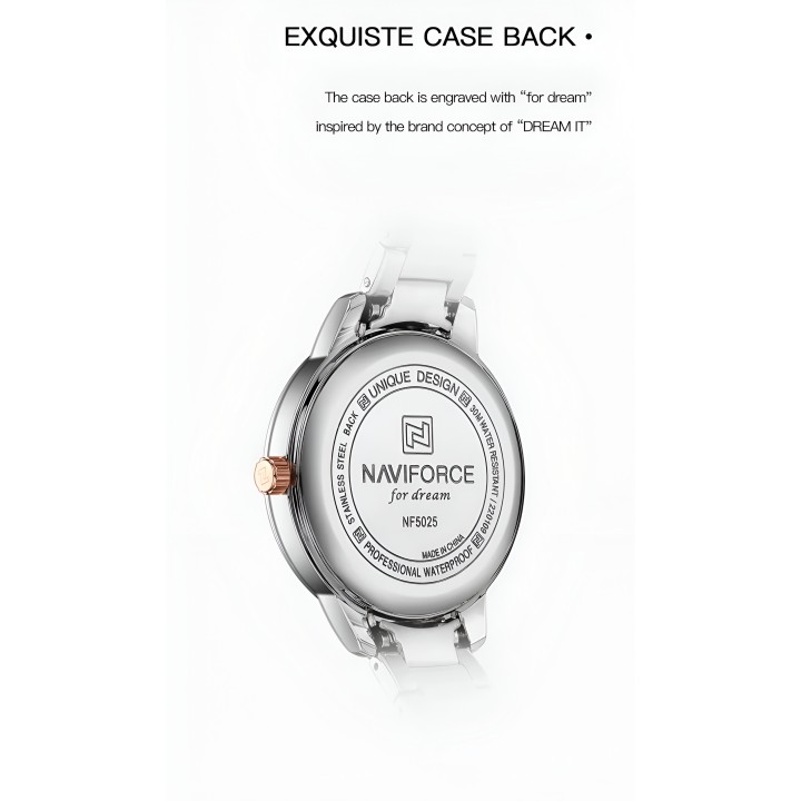 Reloj Naviforce Casual Nf5025 Mujer Acero + Estuche