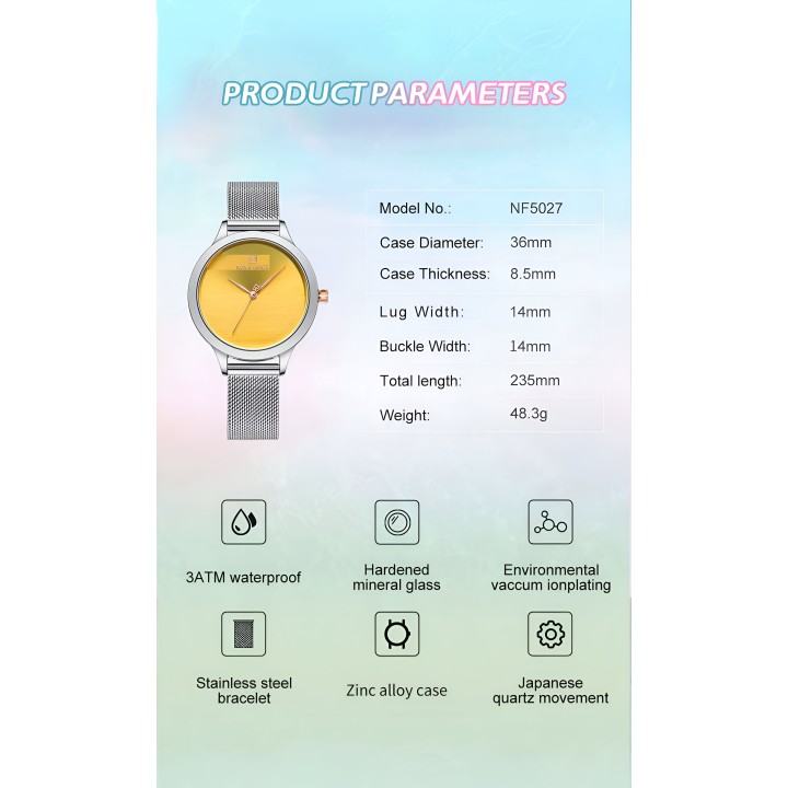 Reloj Naviforce Casual Nf5027 Mujer Acero + Estuche