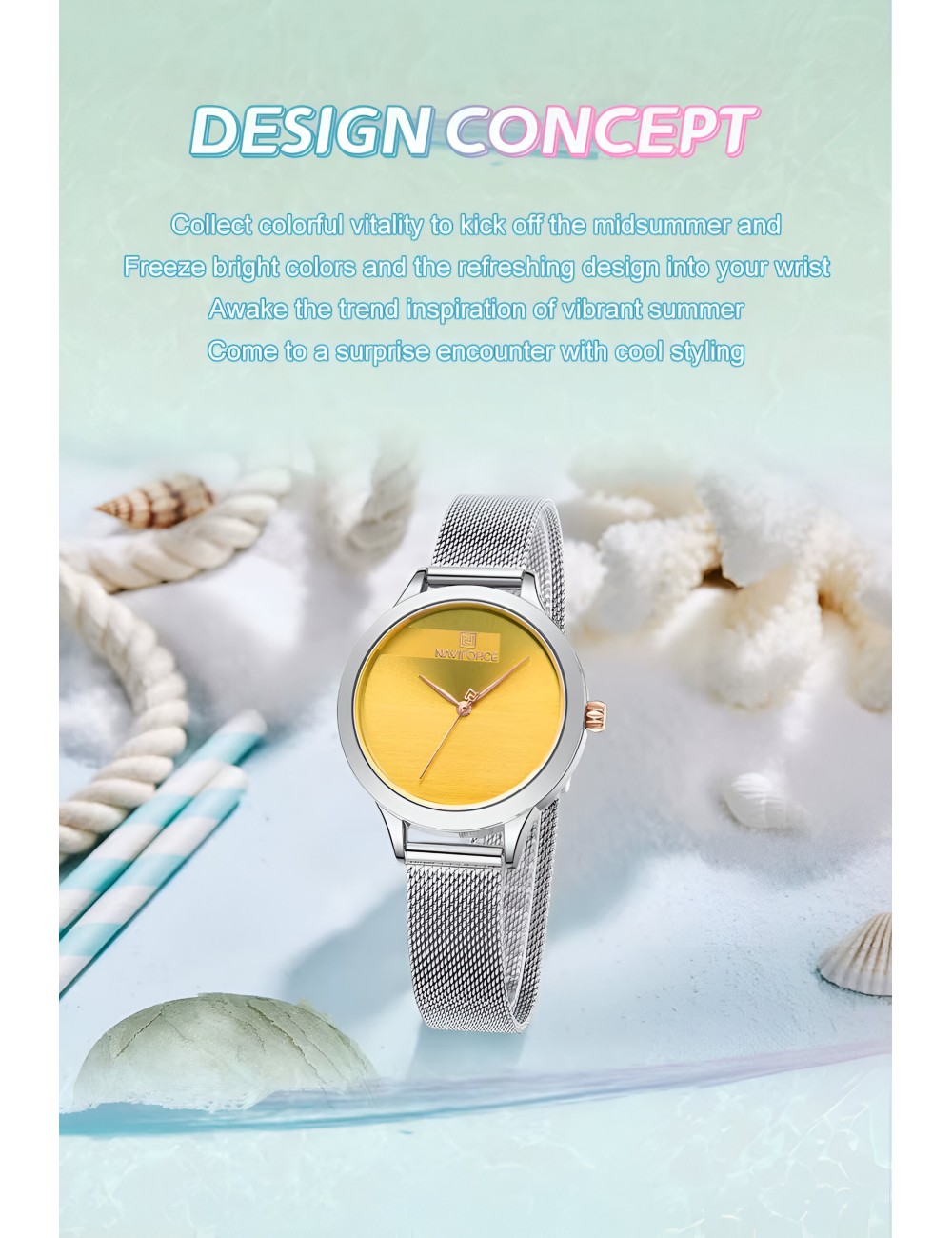 Reloj Naviforce Casual Nf5027 Mujer Acero + Estuche