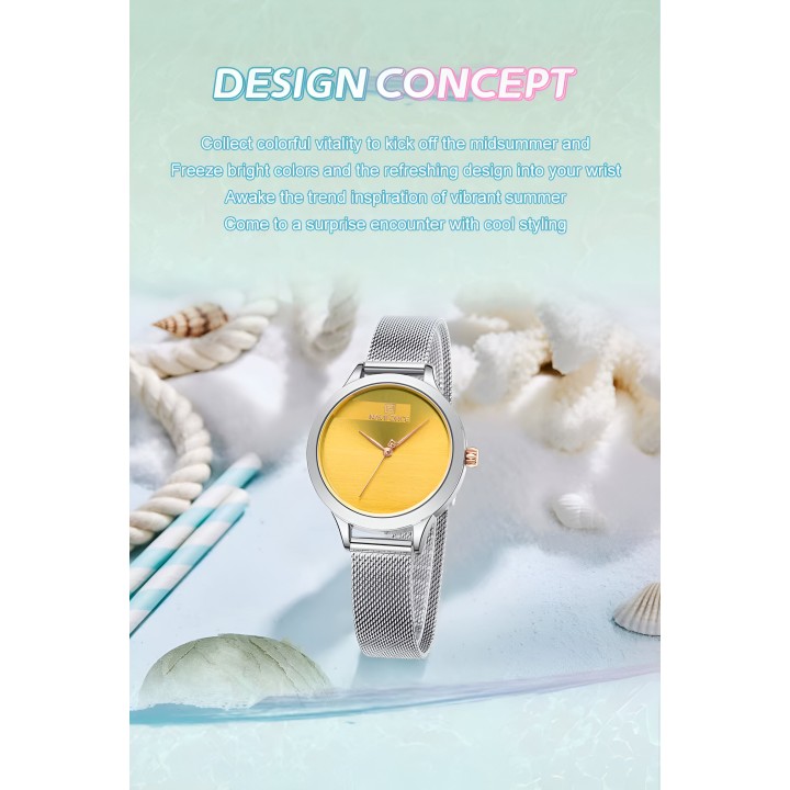 Reloj Naviforce Casual Nf5027 Mujer Acero + Estuche