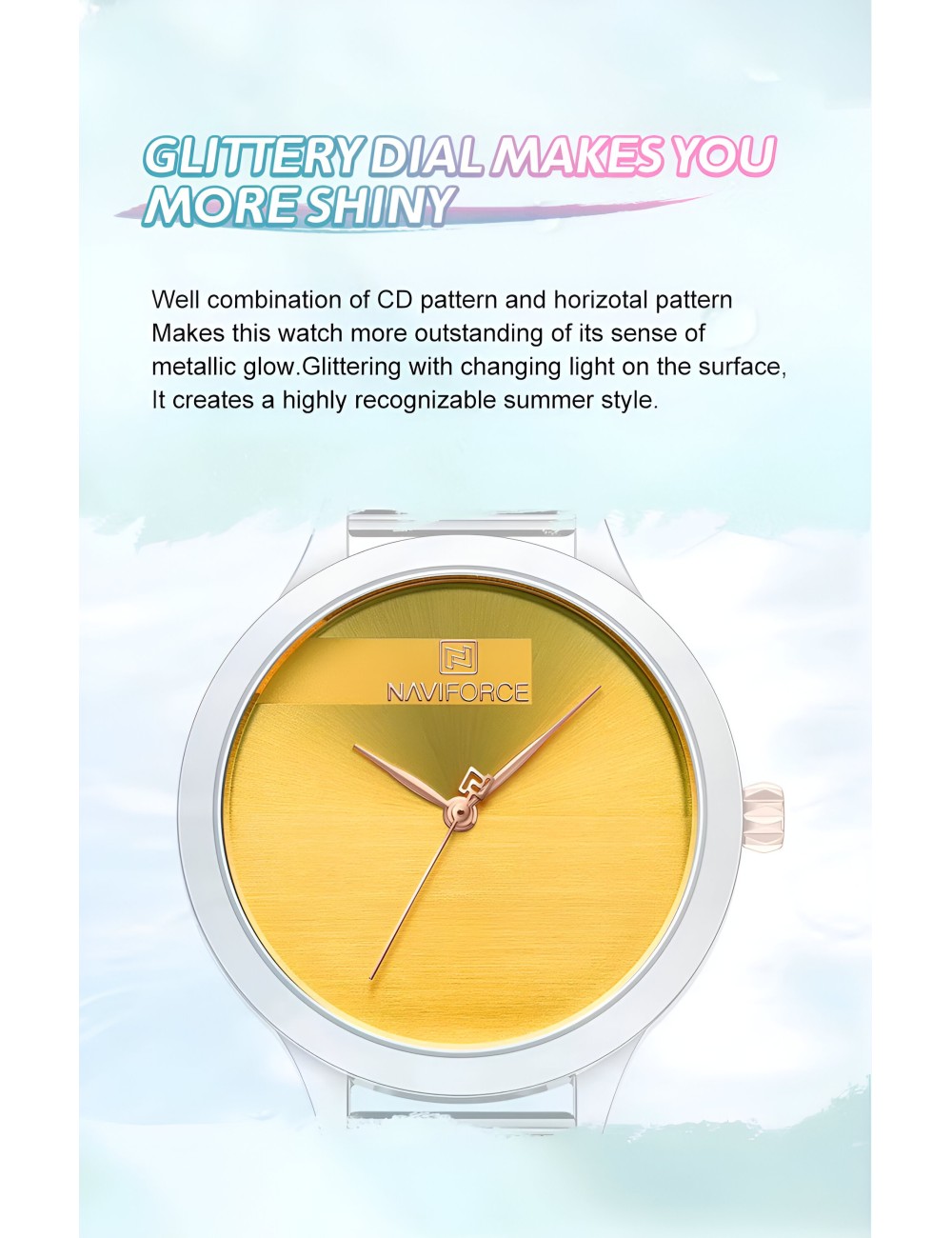 Reloj Naviforce Casual Nf5027 Mujer Acero + Estuche