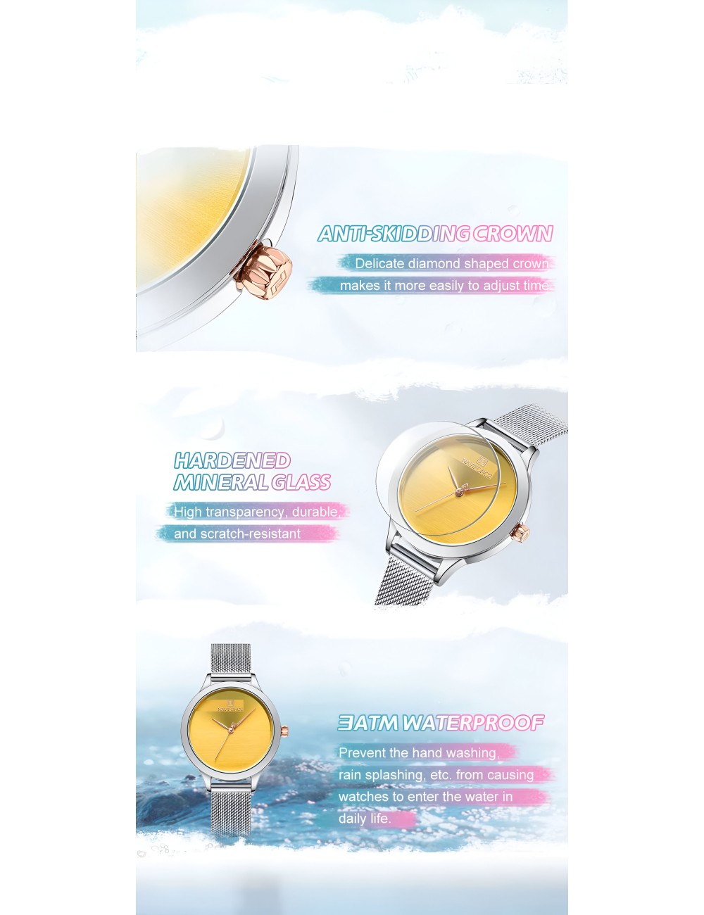 Reloj Naviforce Casual Nf5027 Mujer Acero + Estuche