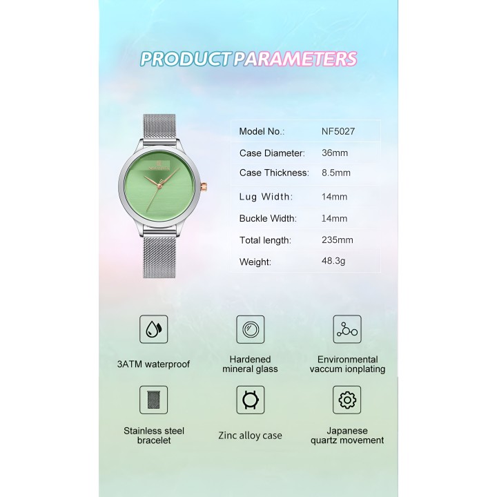 Reloj Naviforce Casual Nf5027 Mujer Acero + Estuche