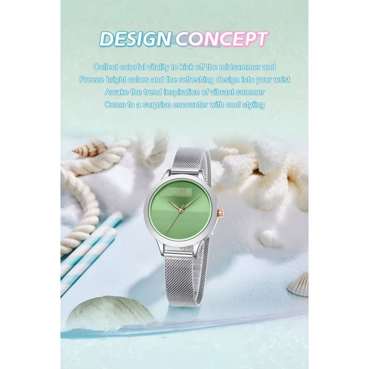 Reloj Naviforce Casual Nf5027 Mujer Acero + Estuche