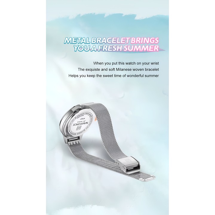 Reloj Naviforce Casual Nf5027 Mujer Acero + Estuche