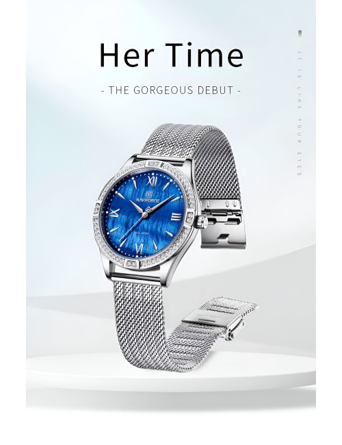 Reloj Naviforce Casual Nf5028 Mujer Acero + Estuche