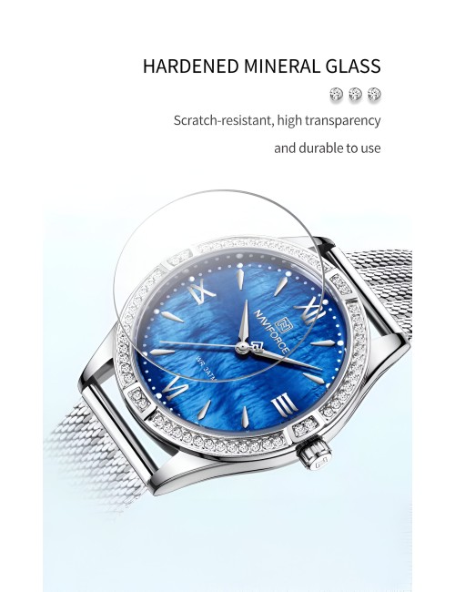 Reloj Naviforce Casual Nf5028 Mujer Acero + Estuche