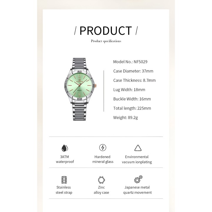 Reloj Naviforce Casual Nf5029 Mujer Acero + Estuche
