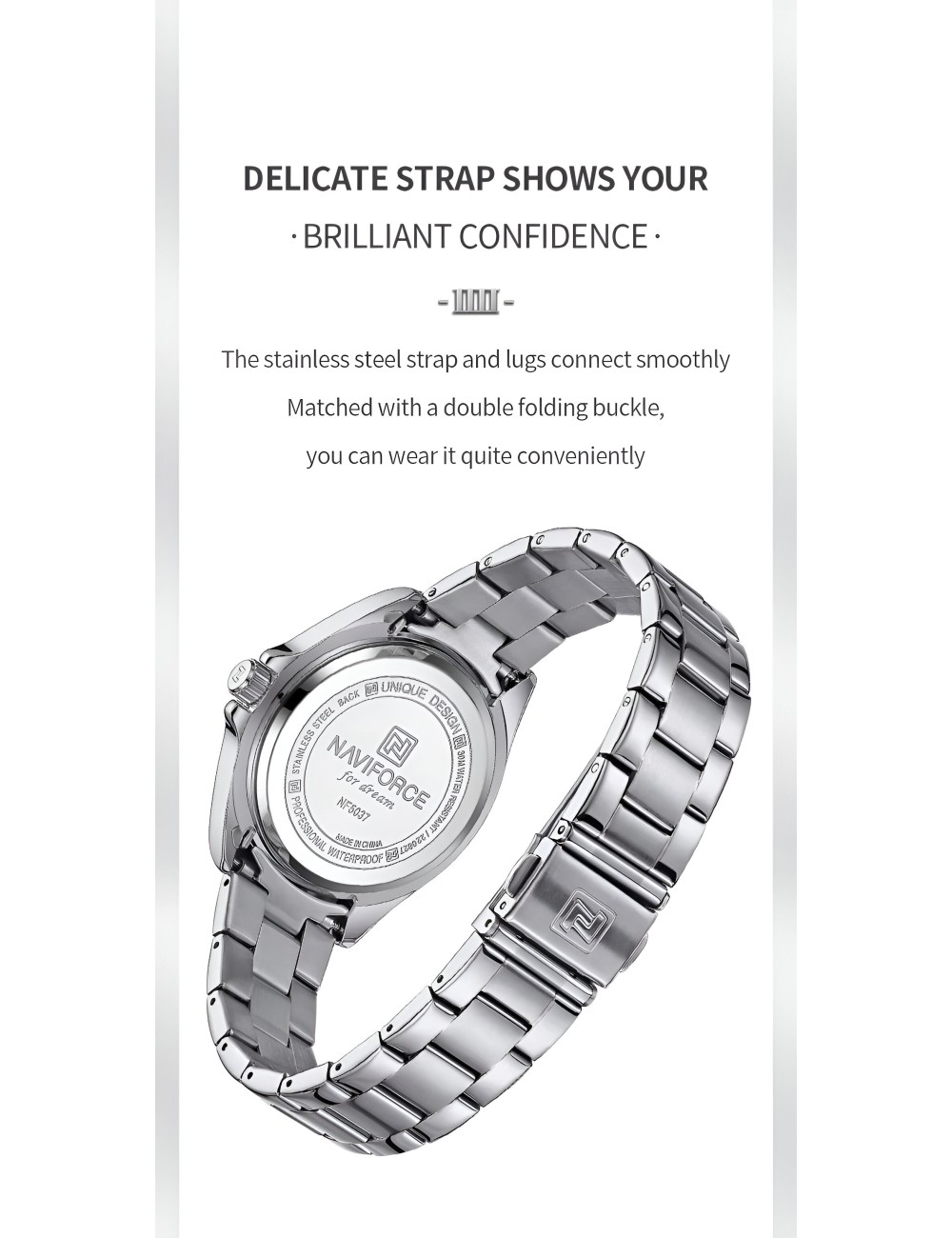 Reloj Naviforce Casual Nf5037 Mujer Acero + Estuche