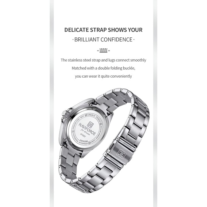 Reloj Naviforce Casual Nf5037 Mujer Acero + Estuche