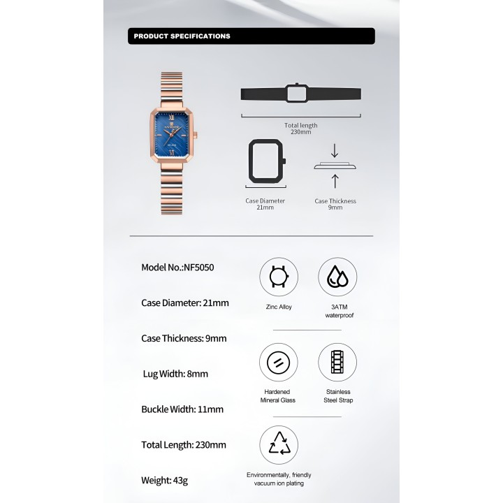 Reloj Naviforce Casual Nf5050 Mujer Acero + Estuche
