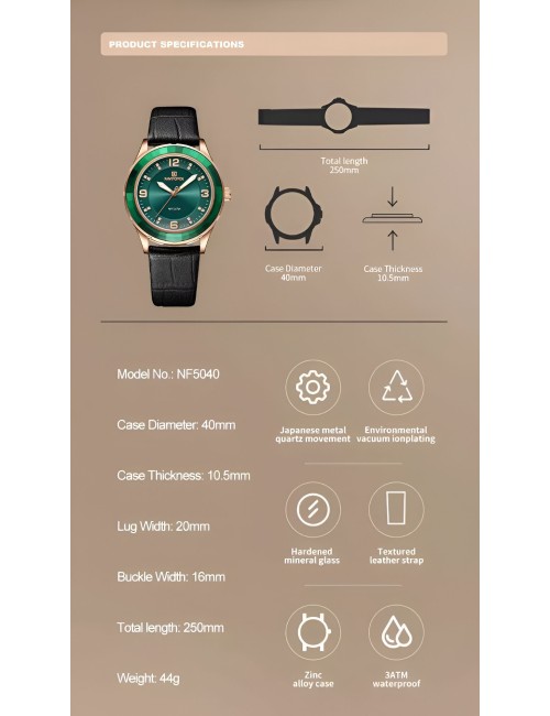 Reloj Naviforce Sport Nf5040 Mujer Cuero + Estuche