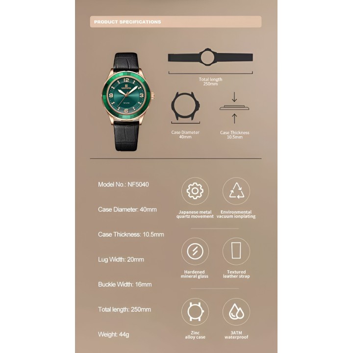 Reloj Naviforce Sport Nf5040 Mujer Cuero + Estuche
