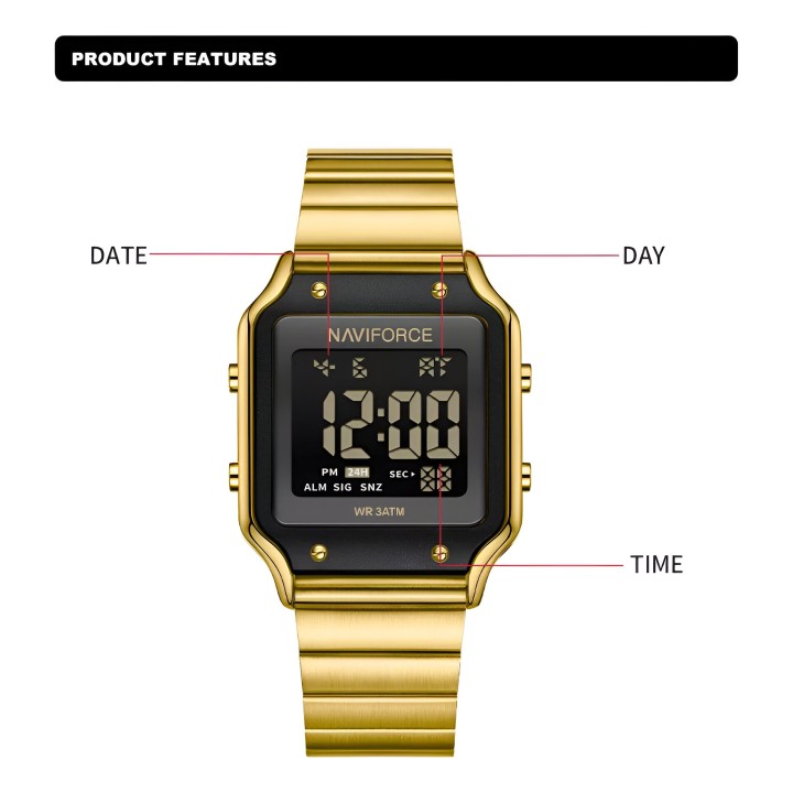 Reloj Naviforce Sport Nf5046 Mujer Digital Acero + Estuche