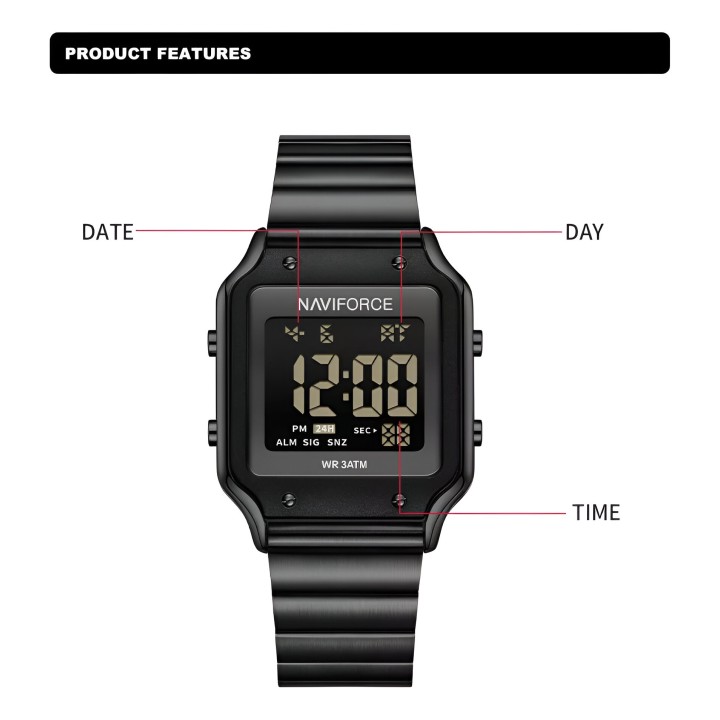 Reloj Naviforce Sport Nf5046 Mujer Digital Acero + Estuche