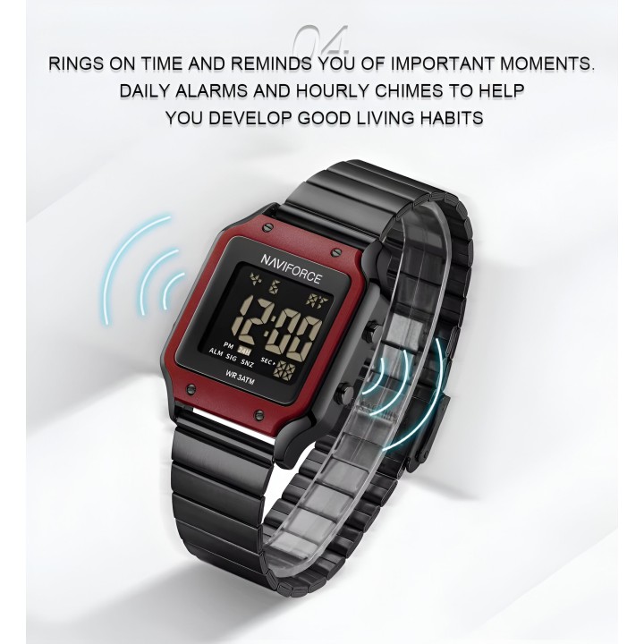 Reloj Naviforce Sport Nf5046 Mujer Digital Acero + Estuche