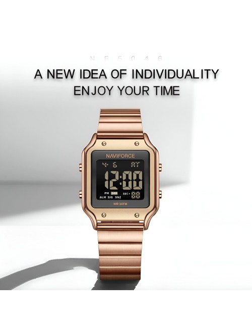 Reloj Naviforce Sport Nf5046 Mujer Digital Acero + Estuche