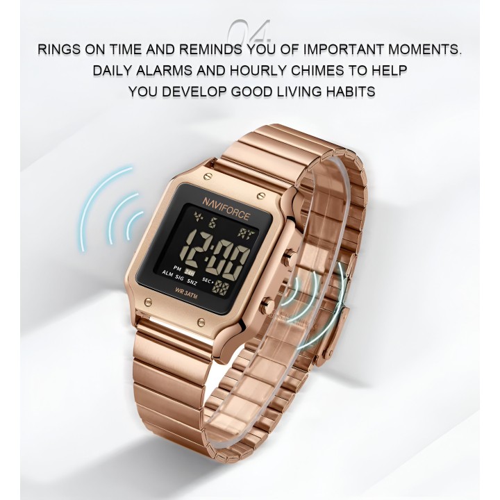 Reloj Naviforce Sport Nf5046 Mujer Digital Acero + Estuche