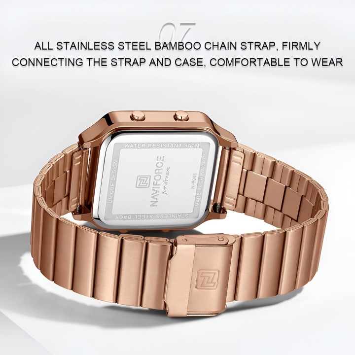 Reloj Naviforce Sport Nf5046 Mujer Digital Acero + Estuche